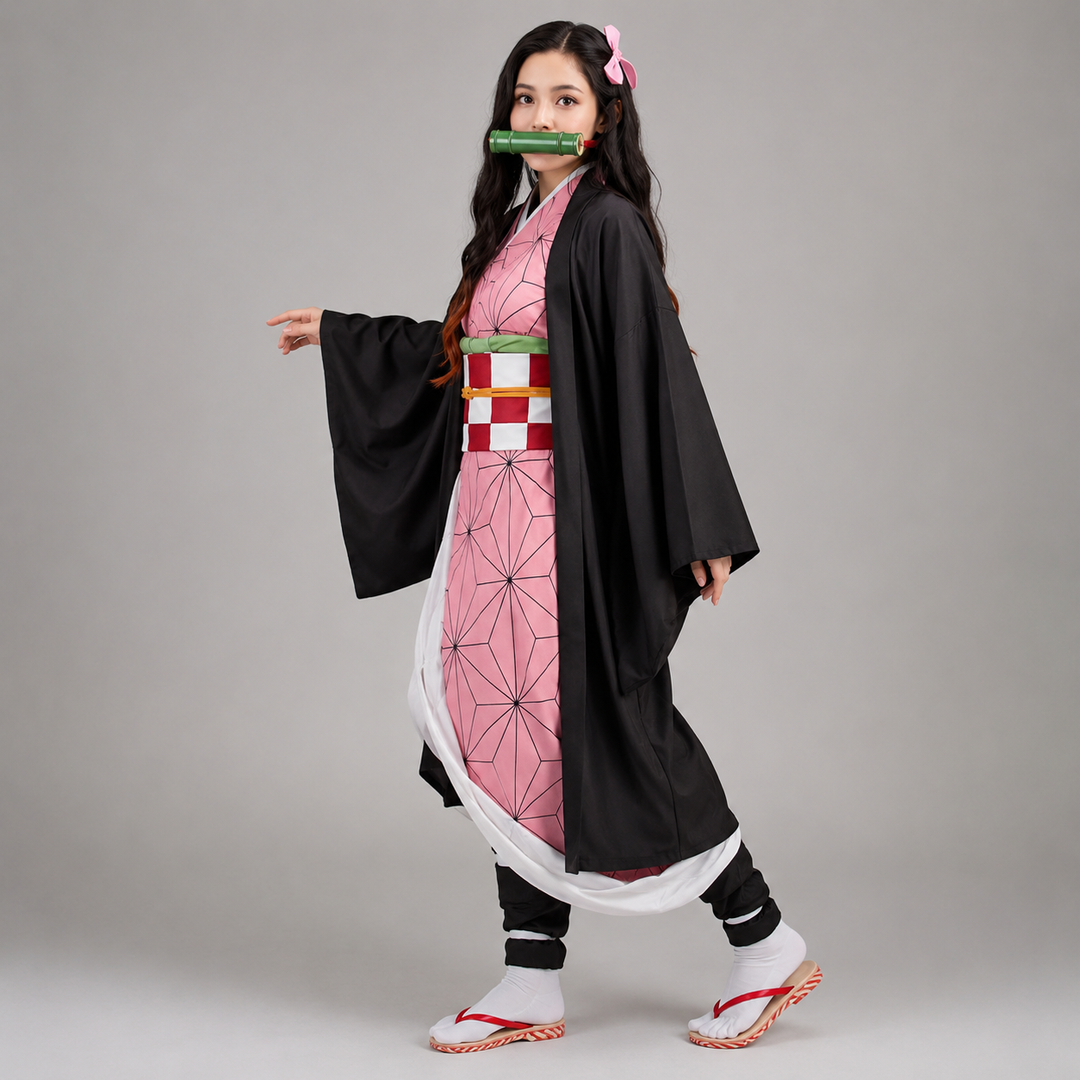 Halloween anime cosplaykostuum en outfitset voor kinderen met kimono haorijas en brede beenwikkels
