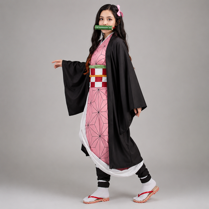 Halloween anime cosplaykostuum en outfitset voor kinderen met kimono haorijas en brede beenwikkels
