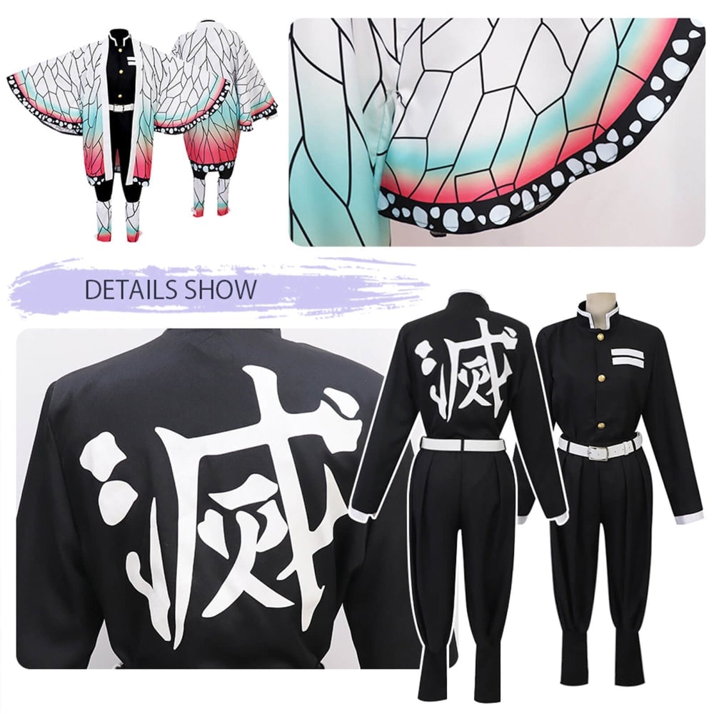 Halloween anime cosplaykostuum en outfitset voor kinderen met kimono haorijas en brede beenwikkels