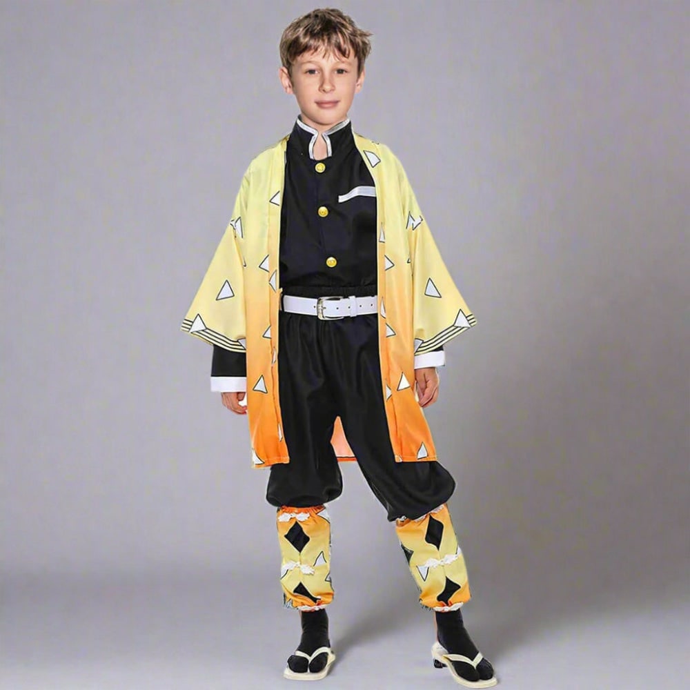 Halloween anime cosplaykostuum en outfitset voor kinderen met kimono haorijas en brede beenwikkels