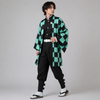 Halloween-animecosplaykostuum voor kinderen met geruite haori-jas en personageaccessoires voor feestjes