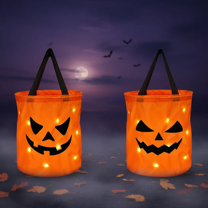 Halloween snoeptas emmer voor kinderen voor snoepen langs de deuren met oplichtend led-pompoenontwerp