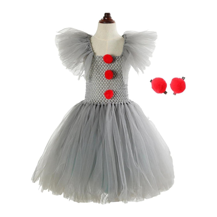 Halloween clownskostuum voor kinderen, meisjes, met tutujurk, haarclips, handschoenen en kraagje voor feestjes