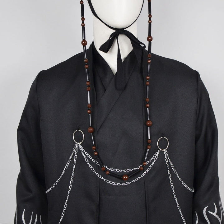 Halloween-cosplaykostuum voor kinderen, Koreaanse traditionele hanbok met hoedaccessoires en zilverkleurige kettingdetails