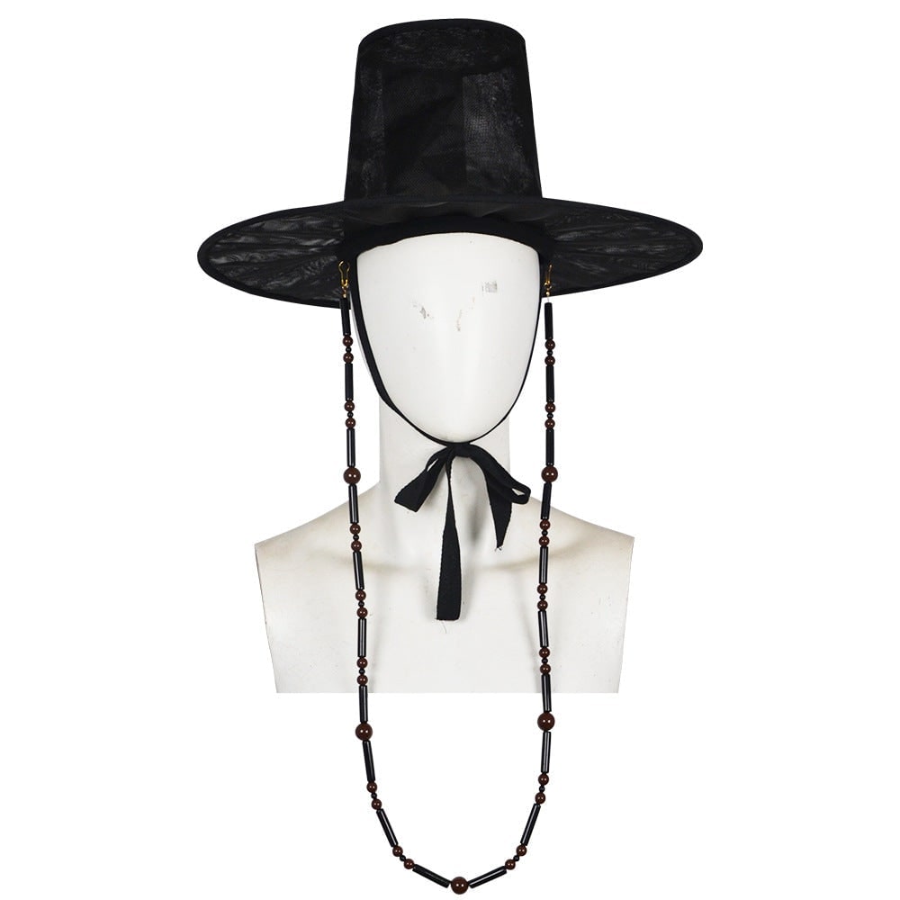 Halloween-cosplaykostuum voor kinderen, Koreaanse traditionele hanbok met hoedaccessoires en zilverkleurige kettingdetails