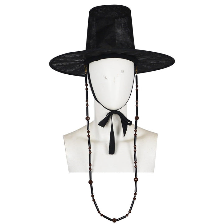Halloween-cosplaykostuum voor kinderen, Koreaanse traditionele hanbok met hoedaccessoires en zilverkleurige kettingdetails