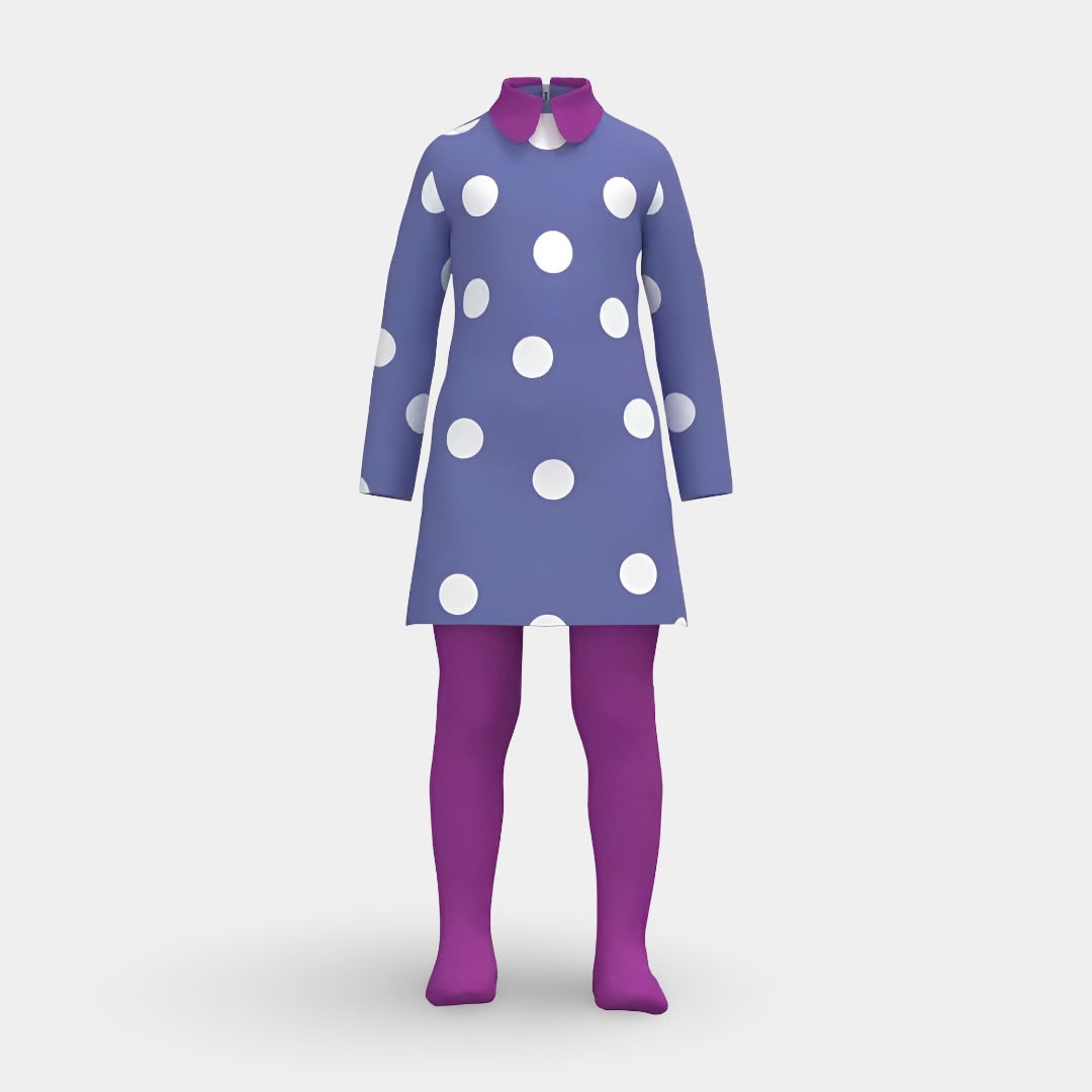 Halloween cosplaykostuum voor kinderen: jurk met stippen met pruik en panty voor feestjes en themaevenementen