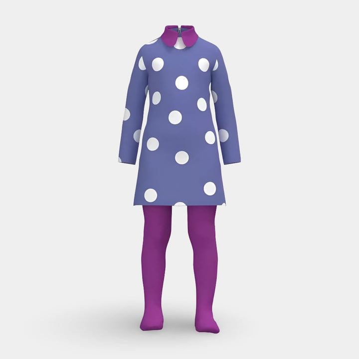 Halloween cosplaykostuum voor kinderen: jurk met stippen met pruik en panty voor feestjes en themaevenementen