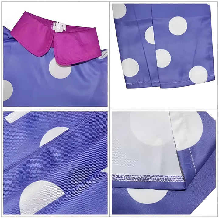 Halloween cosplaykostuum voor kinderen: jurk met stippen met pruik en panty voor feestjes en themaevenementen