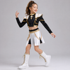 Halloween cosplaykostuum voor kinderen met pruik, pailletten crop top, plooirok en studded schouderpantser