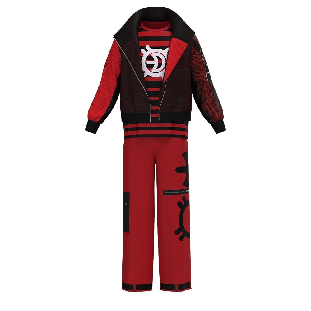Halloweenkostuum voor kinderen: vampier-cosplayset met jas met hoge kraag en gestreept T-shirt