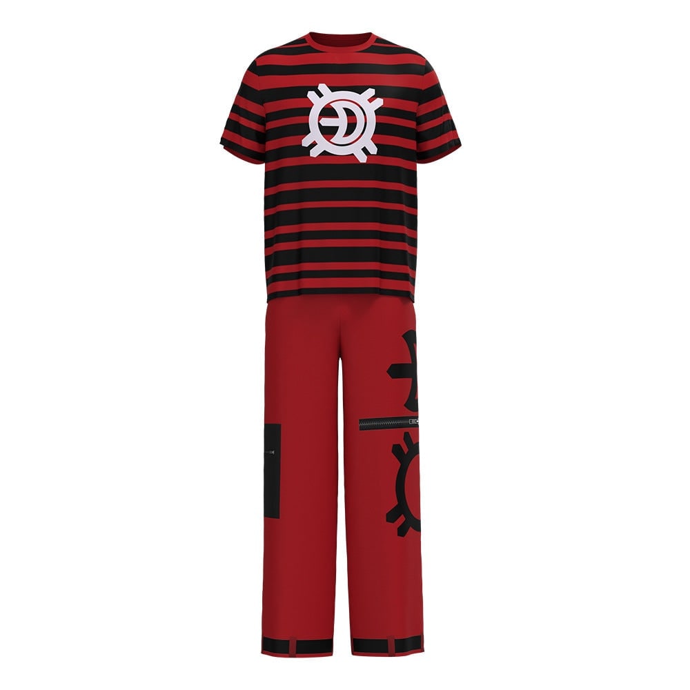 Halloweenkostuum voor kinderen: vampier-cosplayset met jas met hoge kraag en gestreept T-shirt