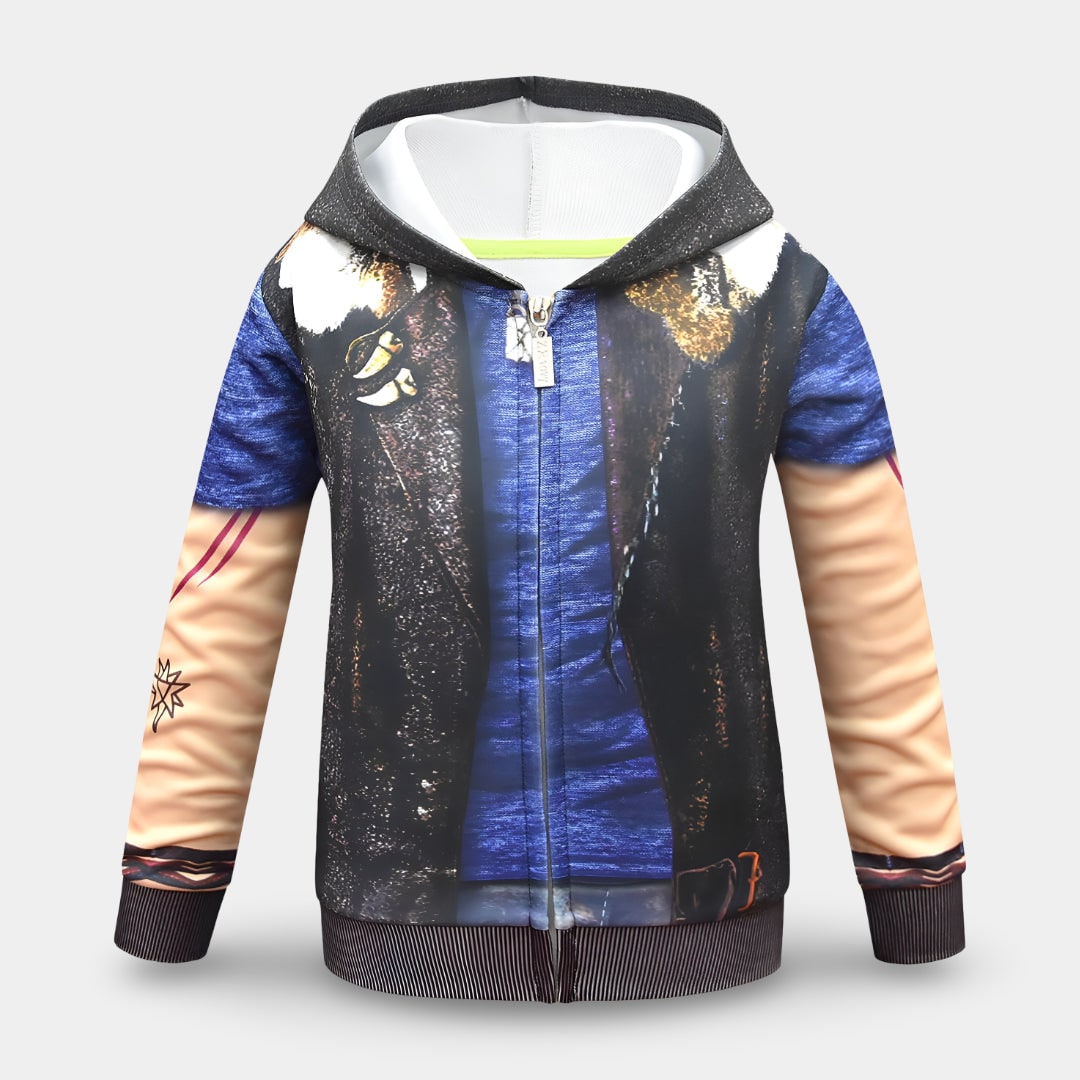 Halloweenkostuum voor kinderen en vest met rits met grappige print