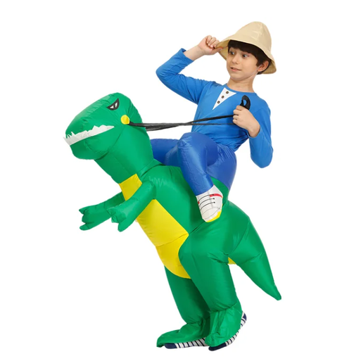 Opblaasbaar Halloween-dinosauruskostuum voor kinderen, outfit met ingebouwde ventilator en ride-on-ontwerp