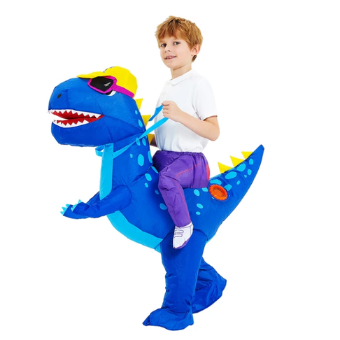 Opblaasbaar Halloween-dinosauruskostuum voor kinderen, outfit met ingebouwde ventilator en ride-on-ontwerp