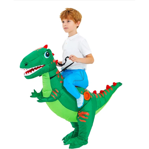Opblaasbaar Halloween-dinosauruskostuum voor kinderen, outfit met ingebouwde ventilator en ride-on-ontwerp