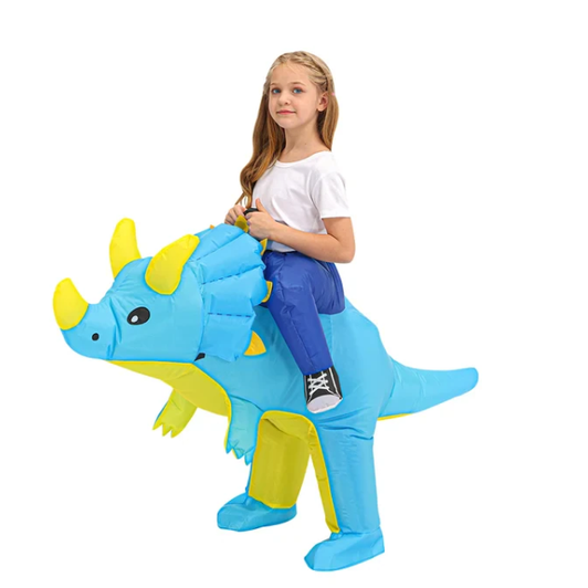 Opblaasbaar Halloween-dinosauruskostuum voor kinderen, outfit met ingebouwde ventilator en ride-on-ontwerp