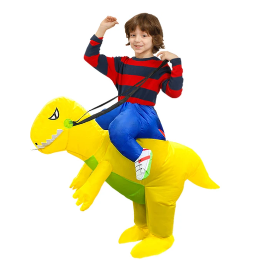 Opblaasbaar Halloween-dinosauruskostuum voor kinderen, outfit met ingebouwde ventilator en ride-on-ontwerp