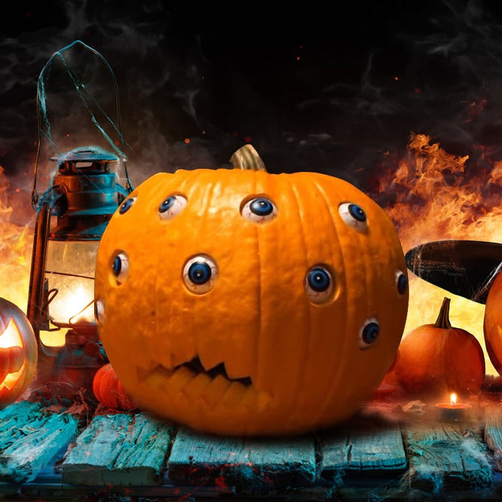 Halloween-pompoenlantaarn decoratie met animatronic bewegende ogen voor enge feestrekwisieten