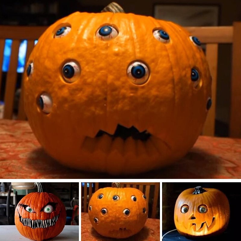Halloween-pompoenlantaarn decoratie met animatronic bewegende ogen voor enge feestrekwisieten