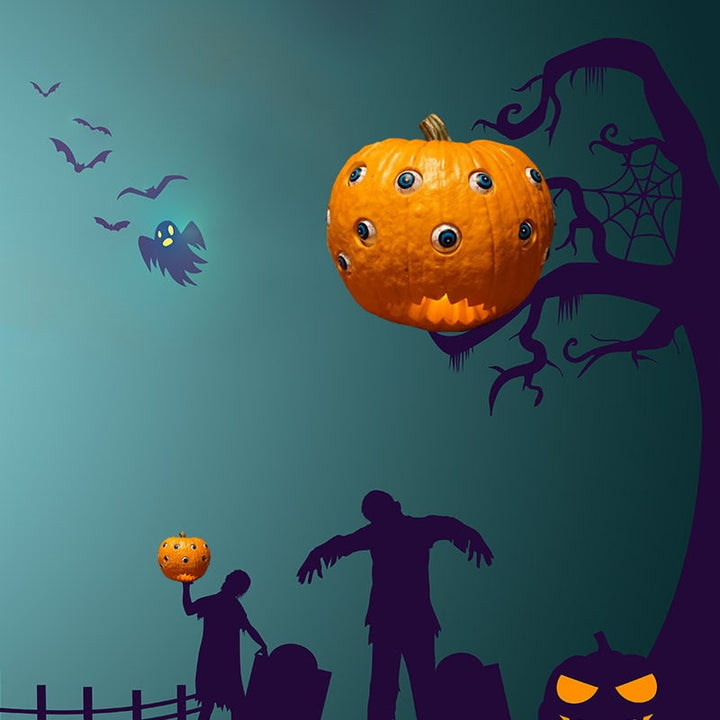 Halloween-pompoenlantaarn decoratie met animatronic bewegende ogen voor enge feestrekwisieten