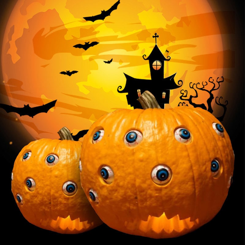 Halloween-pompoenlantaarn decoratie met animatronic bewegende ogen voor enge feestrekwisieten