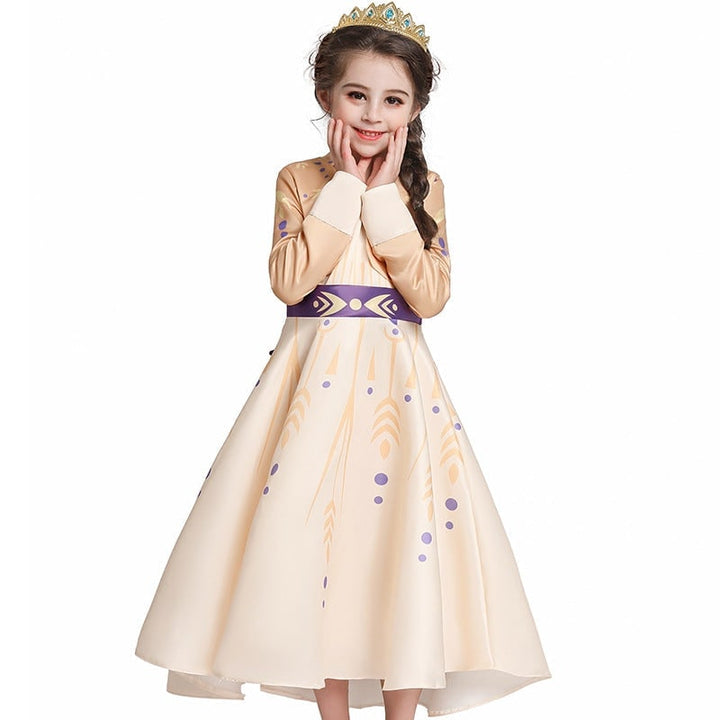 Halloween-prinsessenjurk voor kinderen met lange mouwen en paarse strik