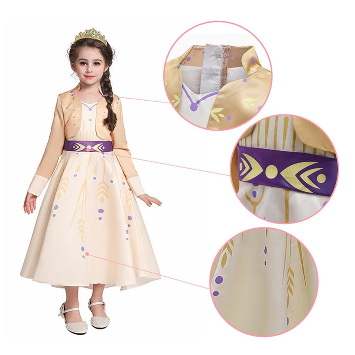Halloween-prinsessenjurk voor kinderen met lange mouwen en paarse strik
