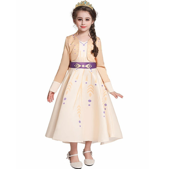 Halloween-prinsessenjurk voor kinderen met lange mouwen en paarse strik