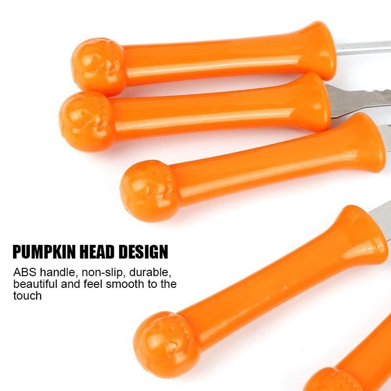 Halloween pompoensnijset met gereedschap en benodigdheden, 8-delige roestvrijstalen set