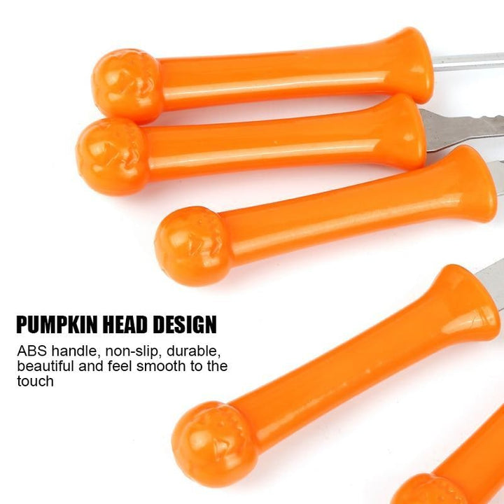 Halloween pompoensnijset met gereedschap en benodigdheden, 8-delige roestvrijstalen set