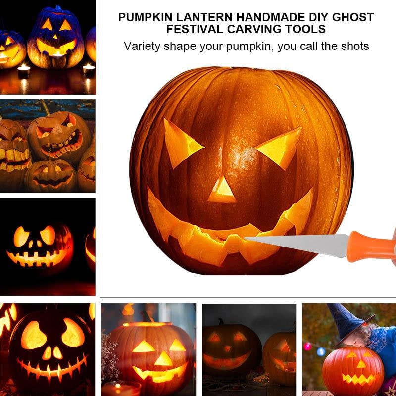 Halloween pompoensnijset met gereedschap en benodigdheden, 8-delige roestvrijstalen set