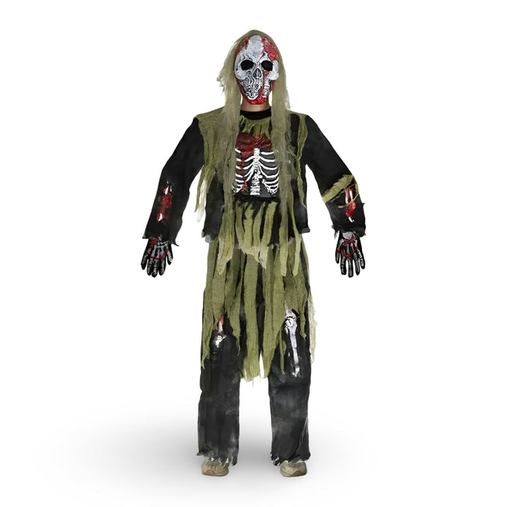 Halloween-zombieskeletkostuum voor kinderen met masker en handschoenen voor griezelige verkleedfeestjes