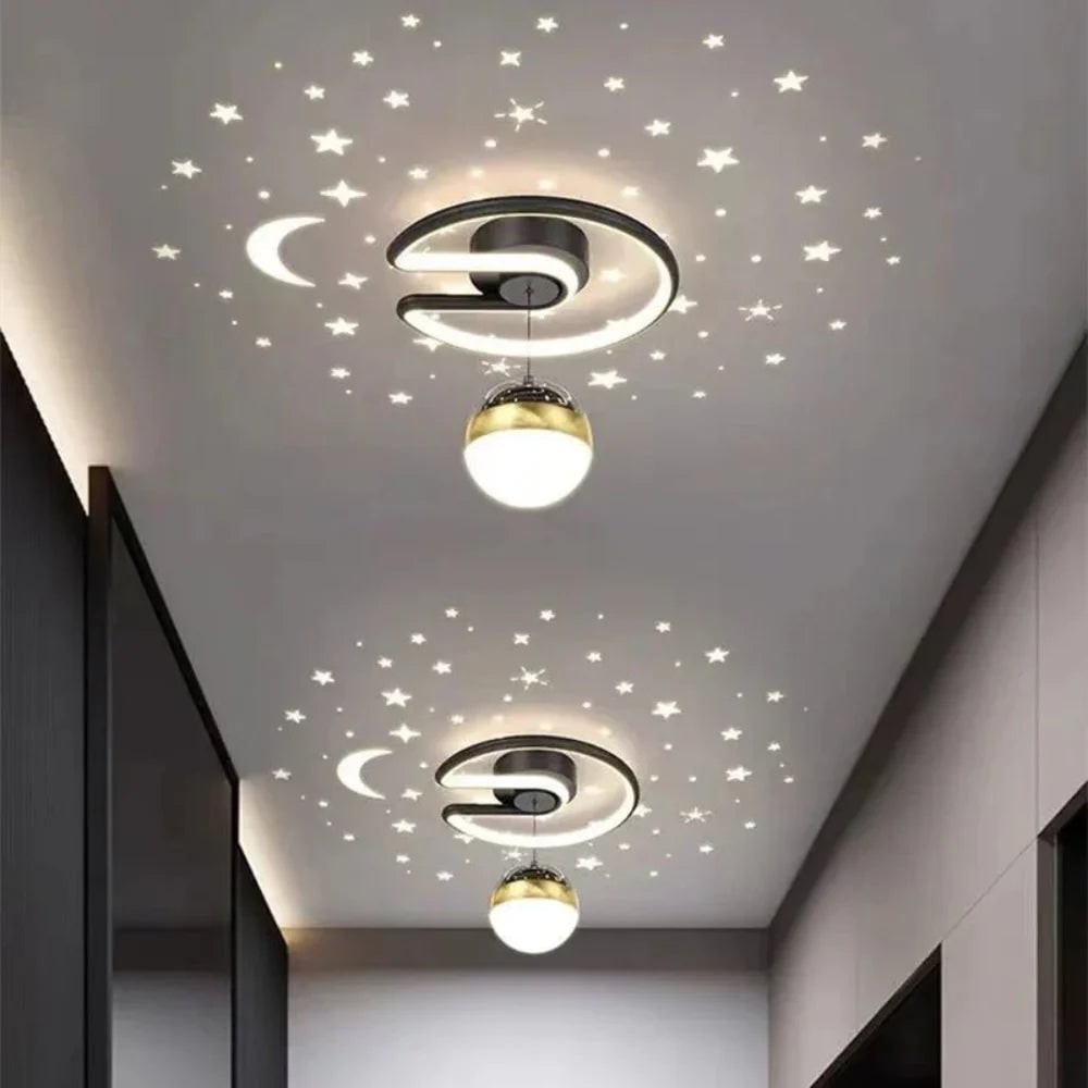 LED-plafondlamp voor kinderen met sterrenprojectie en dimbaar semi-inbouwontwerp voor de slaapkamer