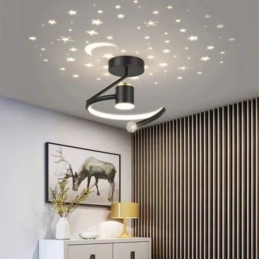LED-plafondlamp voor kinderen met sterrenprojectie en dimbaar semi-inbouwontwerp voor de slaapkamer