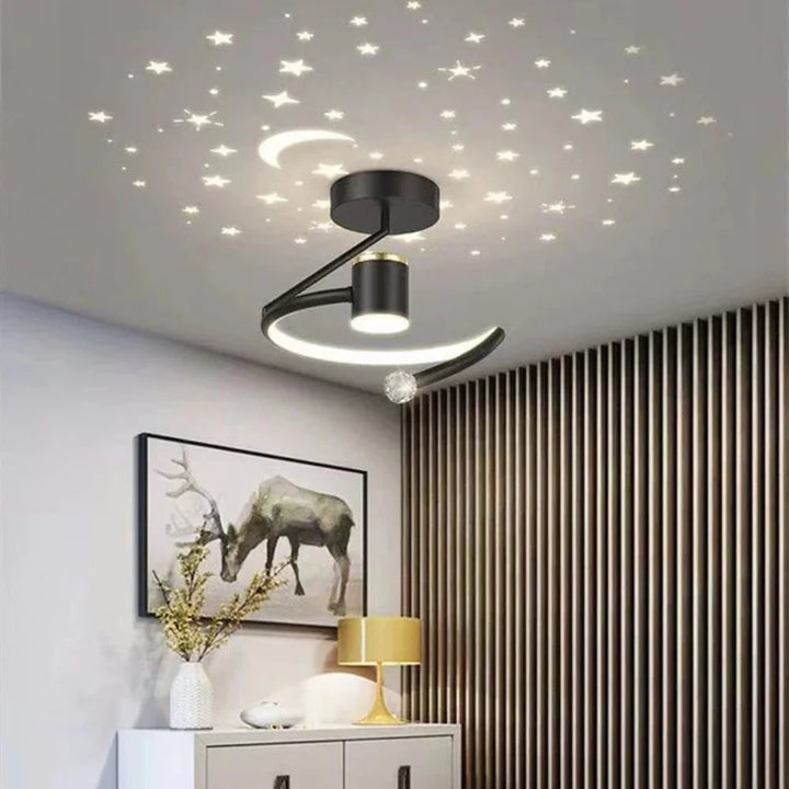 LED-plafondlamp voor kinderen met sterrenprojectie en dimbaar semi-inbouwontwerp voor de slaapkamer