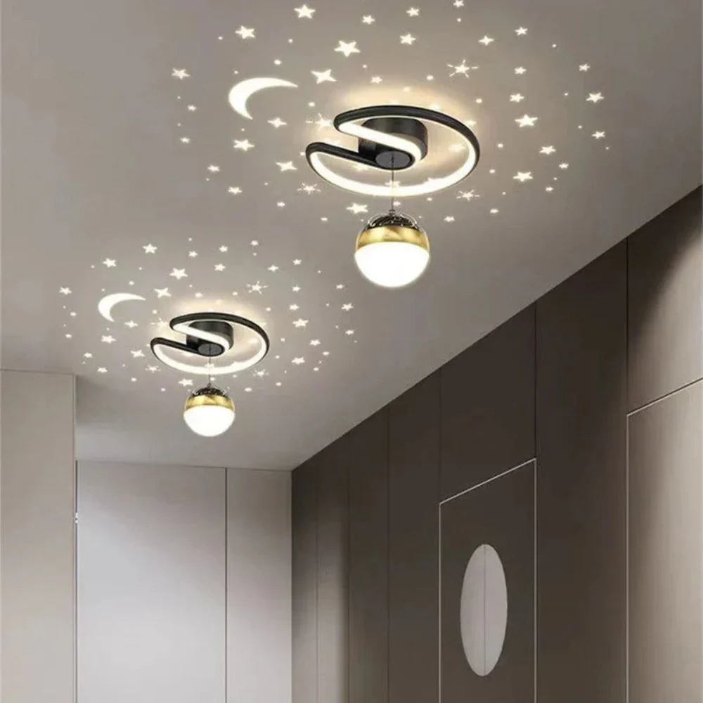 LED-plafondlamp voor kinderen met sterrenprojectie en dimbaar semi-inbouwontwerp voor de slaapkamer