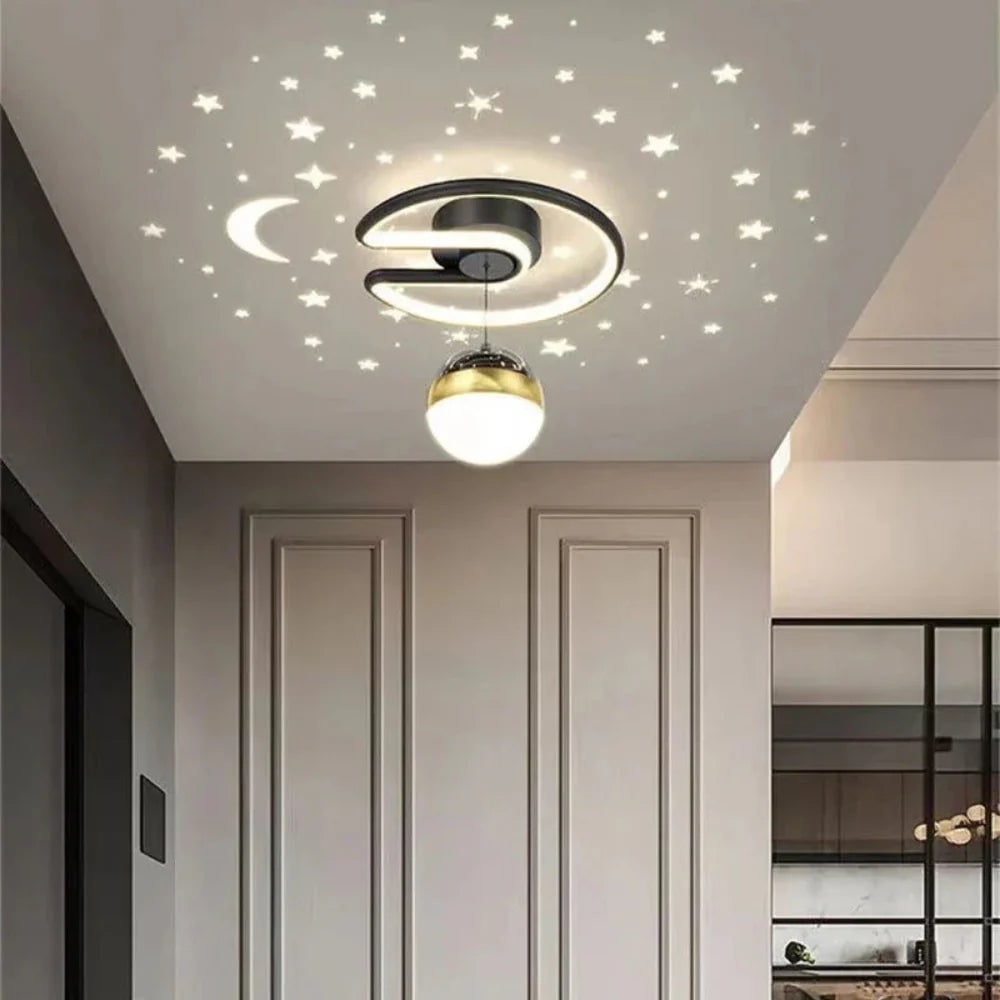 LED-plafondlamp voor kinderen met sterrenprojectie en dimbaar semi-inbouwontwerp voor de slaapkamer