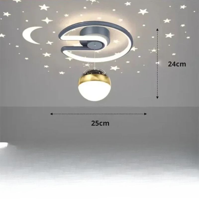 LED-plafondlamp voor kinderen met sterrenprojectie en dimbaar semi-inbouwontwerp voor de slaapkamer