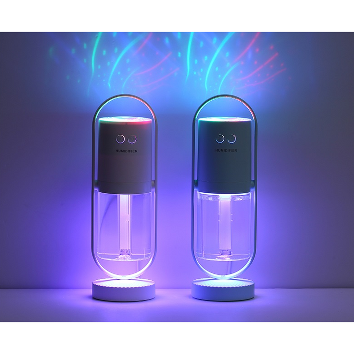 Mini ultrasone luchtbevochtiger voor kinderen met led-projectienachtlampje en draagbare nevelmaker