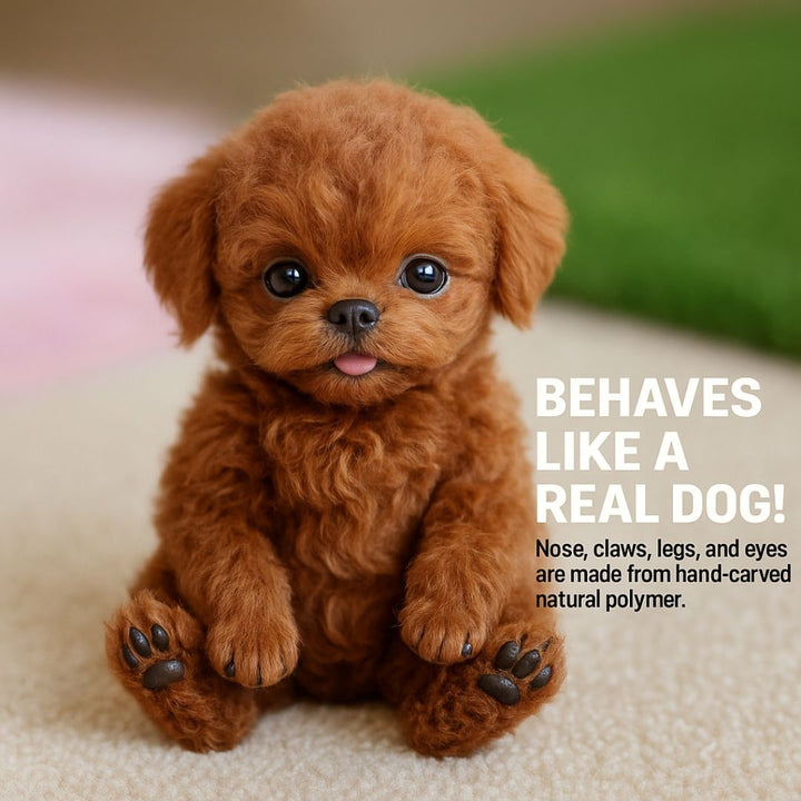 Realistische pluche hond knuffel voor kinderen met zachte krullende vacht en levensechte details, wandelend