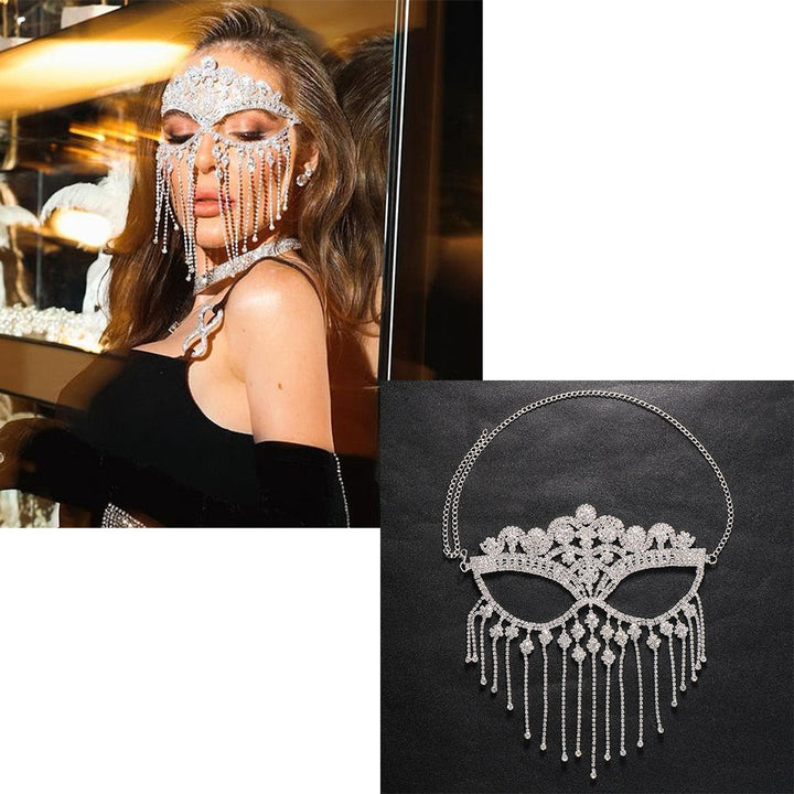 Glanzend sluiermasker | Gezichtssieraad voor maskerade