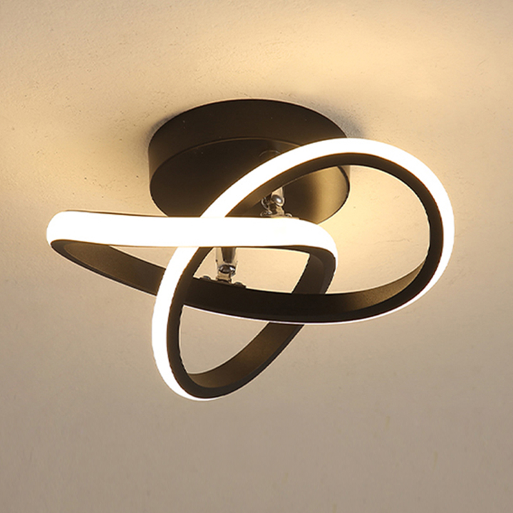 Led-plafondlamp, lage opbouwarmatuur, modern ontwerp met elkaar overlappende ringen