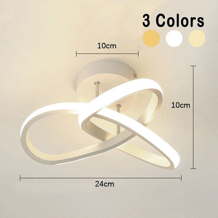 Led-plafondlamp, lage opbouwarmatuur, modern ontwerp met elkaar overlappende ringen