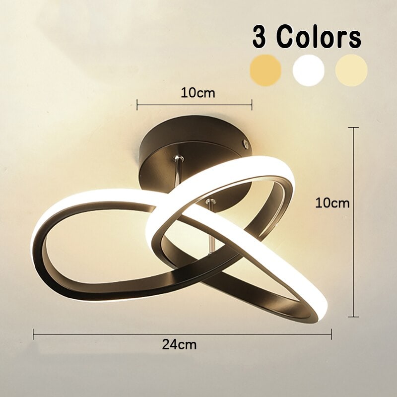 Led-plafondlamp, lage opbouwarmatuur, modern ontwerp met elkaar overlappende ringen