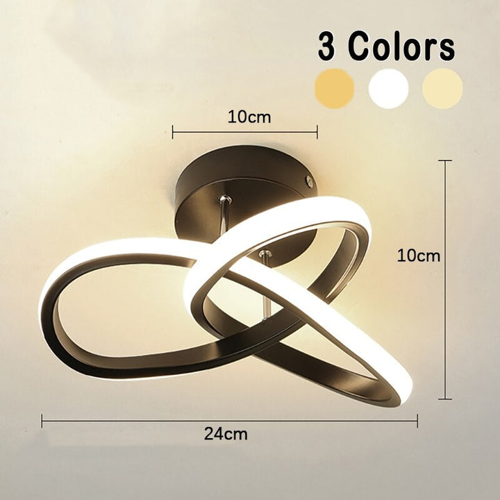 Led-plafondlamp, lage opbouwarmatuur, modern ontwerp met elkaar overlappende ringen