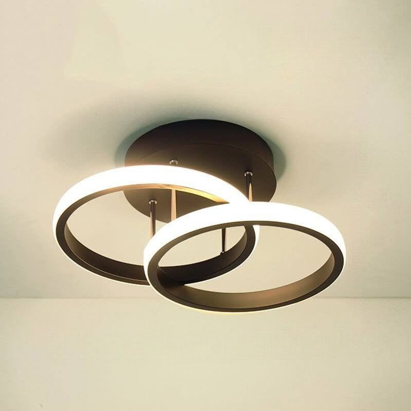 Led-plafondlamp, lage opbouwarmatuur, modern ontwerp met elkaar overlappende ringen