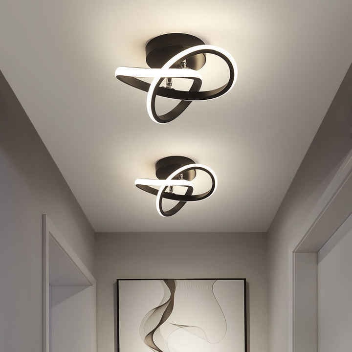 Led-plafondlamp, lage opbouwarmatuur, modern ontwerp met elkaar overlappende ringen