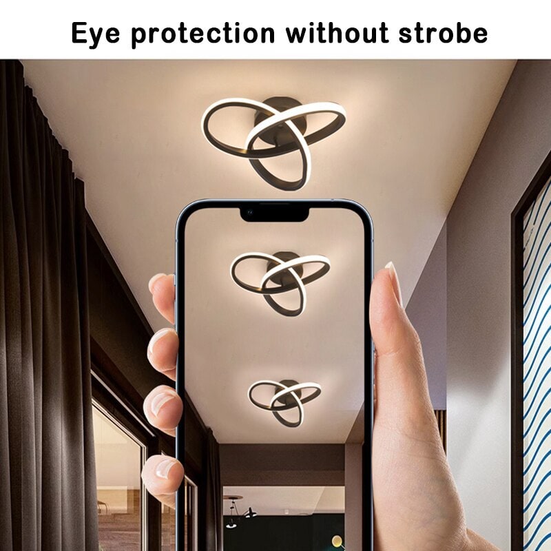 Led-plafondlamp, lage opbouwarmatuur, modern ontwerp met elkaar overlappende ringen