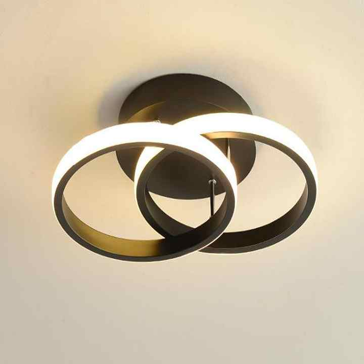 Led-plafondlamp, lage opbouwarmatuur, modern ontwerp met elkaar overlappende ringen